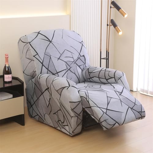 Odot 4 Piezas Funda Sillon Relax, Elástica Sillon Relax Estilo Minimalista, Antideslizante Protector Sofá Reclinable para Sala de Estar, Oficina (Rayas Grises,One Size)