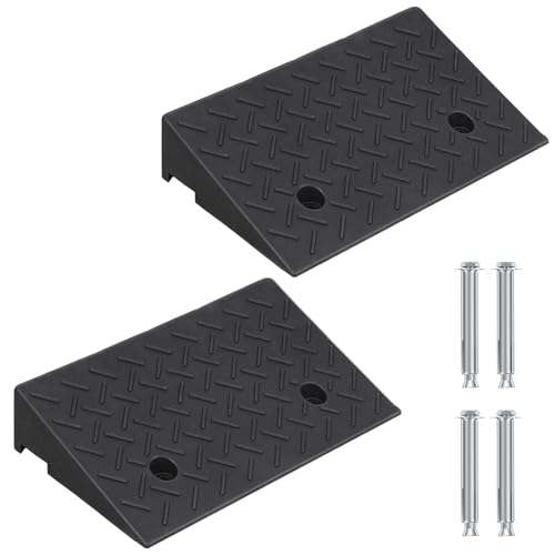 Rampas para automóvil de caucho, par de 6 pulgadas, resistentes y antideslizantes para uso industrial, rampas para entrada de garaje, sillas de ruedas, automóviles, scooters y motocicletas, soportan 7000 lb, color negro miniatura 1