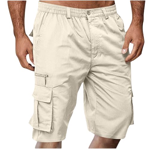 Image of Cargo Shorts for Men,Summer Casual Elastic Waist Big Tall Baggy Shorts Lightweight Hiking Short with Multi Pockets