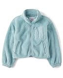The Children's Place,Girls,Long Sleeve Sherpa Fleece Full Zip Jacket,Dusky Blue,Medium