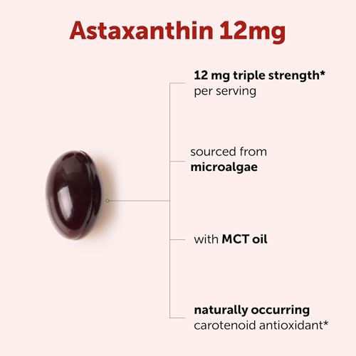 Image of Micro Ingredients Astaxanthin 12mg with MCT Oil, 120 Softgels, 4 Month Supply | Premium Astaxanthin Antioxidant Supplements* | Fresh Microalgae Source | Triple Strength, Non-GMO, Gluten Free, No Soy