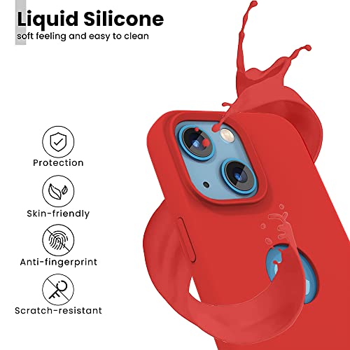 Image of Vaku Luxos Liquid Silicon Logo-Cut for iPhone 14 Plus Cover Case, Soft TPU, Shockproof, Scratch Resistant, 6 Feet Drop Protection, Compatible with iPhone 14 Plus Back Cover - Red