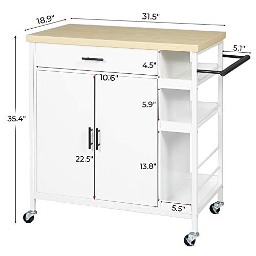 image for Hasuit Kitchen Island Cart with Wood Top,Home Bar Serving Cart,Rolling
