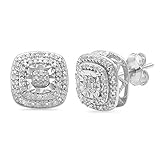 Jewelili Sterling Silver double halo diamond stud earrings (1/4 cttw, j-k color, i3 clarity)