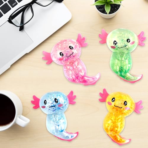 Axolotl Spielzeug 4 Stück,Axolotl Squeeze Toy, Stress Squeeze Spielzeug,Squishy Ball, Ball für Geburtstags Party,Anti Stress (Axolotl 4 Stück)
