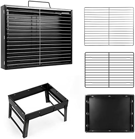 Uten Charcoal Barbecues, Barbecue Grill, BBQ Grill, Portable Folding Charcoal Barbecue Grill Stainless Steel Charcoal Grill for Outdoor Cooking Camping Hiking Picnics