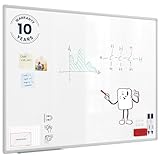 ALLboards Magnetisches Whiteboard 120x80cm Magnettafel mit Aluminiumrahmen und Stifteablage, Weiß Magnetisch Tafel, Trocken Abwischbar, Wiederbeschreibbar Weißtafel
