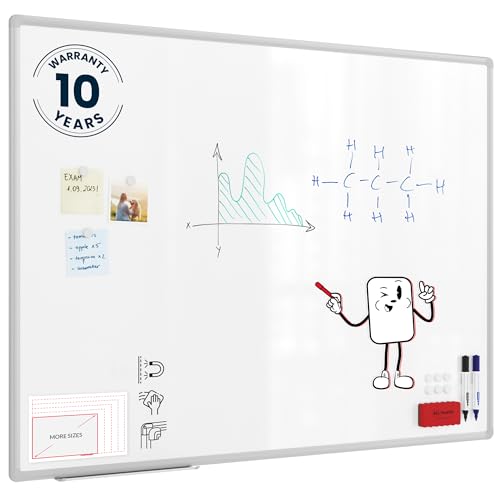 ALLboards Magnetisches Whiteboard 120x80cm Magnettafel mit Aluminiumrahmen und Stifteablage, Weiß Magnetisch Tafel, Trocken Abwischbar, Wiederbeschreibbar Weißtafel