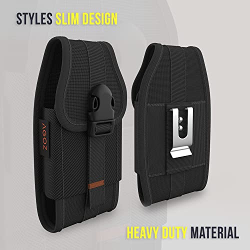 Agoz Zebra TC77 TC70 Scanner Holster, Rugged Vertical Case Pouch for Zebra TC75x, TC75, TC70x, TC70,TC72, TC77, M60, MC67 Handheld Scanner Mobile Computer w/Metal Belt Clip Loop,Card Slot,Front Buckle