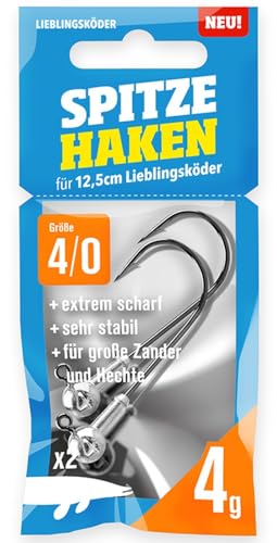 Lieblingsköder Spitze Haken Gr. 4/0 Jigköpfe - 2 Jighaken, Gewicht:4g