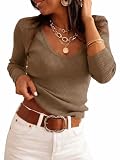 Tankaneo Women's 2026 Fall Long Sleeve Sweaters Scoop Neck Casual Tops