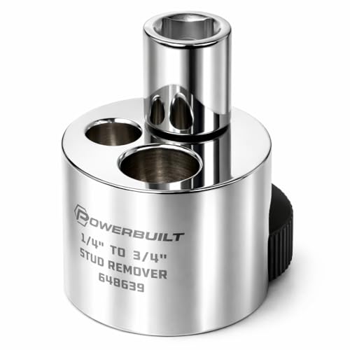 Powerbuilt Stud Extractor Tool, Remove 1/4" to 3/4" Nuts, Broken, or Seized Studs, Grip Damaged Bolts- 648639, Silver by Powerbuilt - Used condition - US$23.69