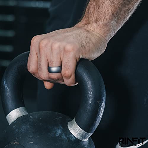 Rinfit Silicone Rings For Men - Mens Silicone Wedding Bands - Step Edge, Flexible Rubber Wedding Rings For Men - Rubber Rings Men For Sports & Workout - Setb, Size 10 #TOP3