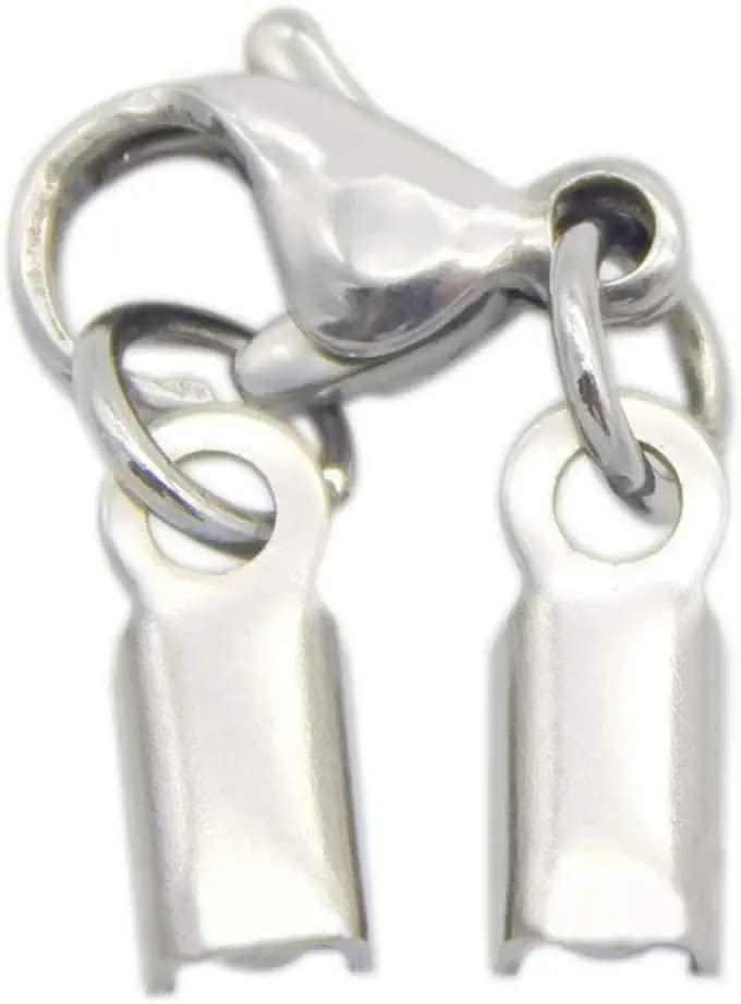Image of Jewelry Making Kit Lobster Clasps Fold Over Cord End Caps Jump Rings Crimp End Tips for Necklace Bracelet DIY Craft Supplies Silver 190 Pieces