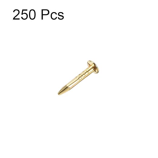Clavos pequeños de hierro uxcell, 1 x 8 mm, para decoración DIY, cajas de madera y accesorios, tono dorado, 250 piezas miniatura 2