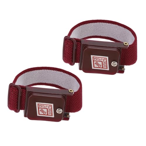 Image of MECCANIXITY 2Pcs Anti Static Wrist Strap, ESD Antistatic Bracelet Adjustable Cordless with Spare Bracelet for Computer Electronics Repair Maroon Red