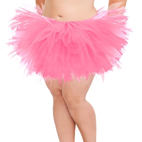 Fynnsure 5 Layers Plus Size Tutu Skirts for Women Extra Large Tulle Skirt 80s Adult Tutu Skirts Halloween Costumes Tutu Light Pink Tutu