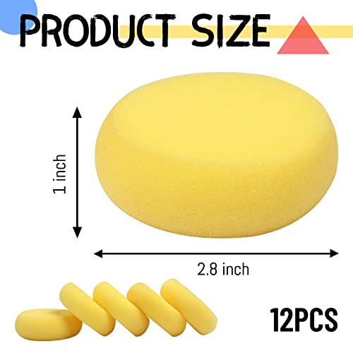 Qoupln 12 Pcs Round Painting Sponge 3 Inch Yellow Craft Sponges Synthetic Artist Sponges Watercolors Sponges For Painting, Ceramics,Pottery Clay Art Crafts #TOP1