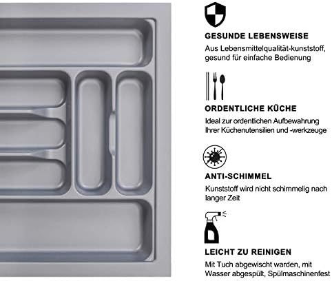 MUHOO Cutlery Tray Kitchen Organiser Drawer Insert Drawer Cutlery Organiser Tray, 6 Compartment, Cutlery Holder Tray Drawer Organiser, 417 x 474 x 60 mm