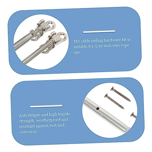 Kit de barandilla 1set para poste de cubierta y líneas de cable de escalera con herrajes tensor para seguridad y soporte miniatura 3
