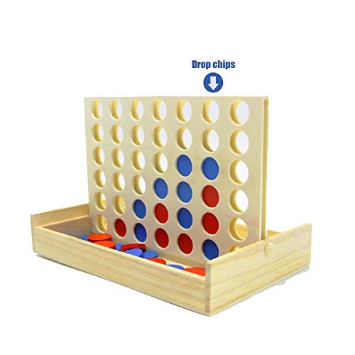 Juego de Mesa 4 en Línea Plegable Clásico de Madera miniatura 4