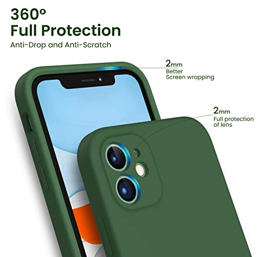 Ornarto Compatible With Iphone 11 Case 6.1 Inch, With 2 X Screen Protector Liquid Silicone Gel Rubber Cover [Square Edge] [Full Body] Shockproof Protective Phone Case For Iphone 11-Clover Green #TOP3