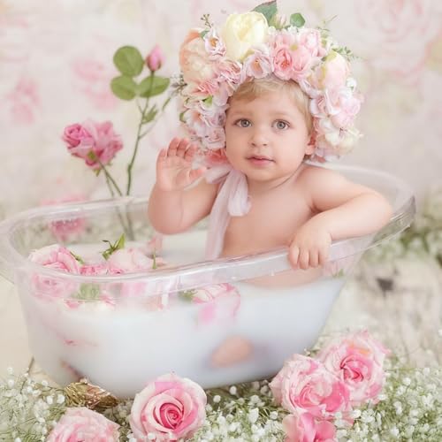 Milk Bath Tub for Baby Photography - Clear Acrylic Oval Photo Prop Tub, 18.8" × 13.7" × 10.8", Curved Rim & Wide Base for Newborn & Sitter Sessions, Photographers & Parents