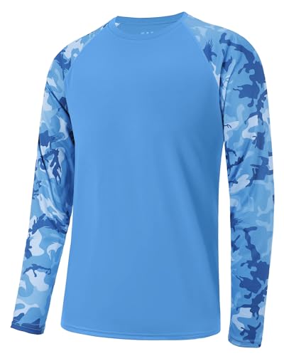 Image of FISHEAL Mens Long Sleeve Fishing Camo Shirts, UPF 50+ Sun Swim Rash Guard