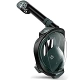 Greatever Máscara de Buceo Snorkel Esnórquel Integral Plegable Anti-Vaho Anti-Fuga Gafas Cara Completa 180 ° Vista panorámica Apoyo Camara Deportiva para Unisex-Adultos