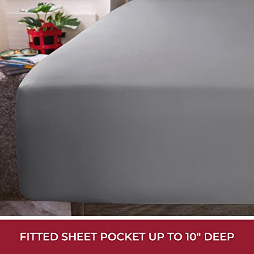 Image of Mellanni RV Short Queen Sheets - 4 PC Iconic Collection Bedding | Hotel Luxury, Extra Soft, Cooling Bed Sheets - Deep Pocket up to 10 inch (RV /Short Queen, Gray)