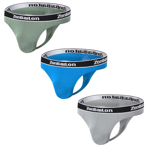 ZONBAILON Mens Sexy Low Rise Thongs G-String Men Bulge Enhancing Comfort Stretch T-Back Butt-Flaunting Male Thong Underwear2