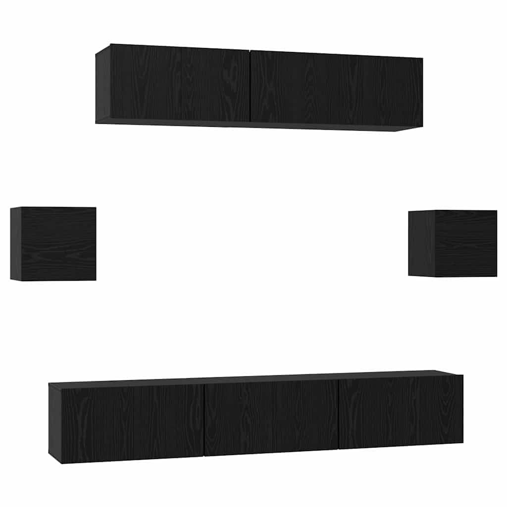 Ensemble de meubles TV 7 pièces en chêne noir pour salon moderne