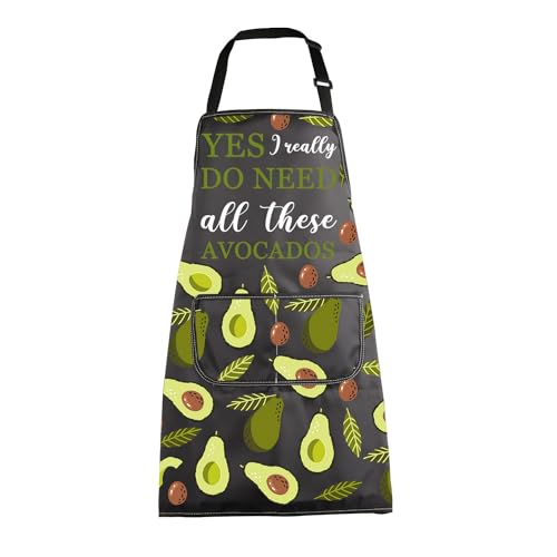 MBMSO Divertente grembiule da cucina con avocado, con tasche, impermeabile, per chef, grigliate, barbecue, cottura, Need Avocado Grembiule-b, Prossoefinito