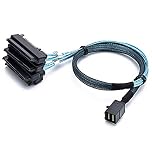 CableDeconn SFF-8643 Internal Mini SAS HD to (4) 29pin SFF-8482 connectors with SAS 15pin Power Port 12GB/S Cable (1M)