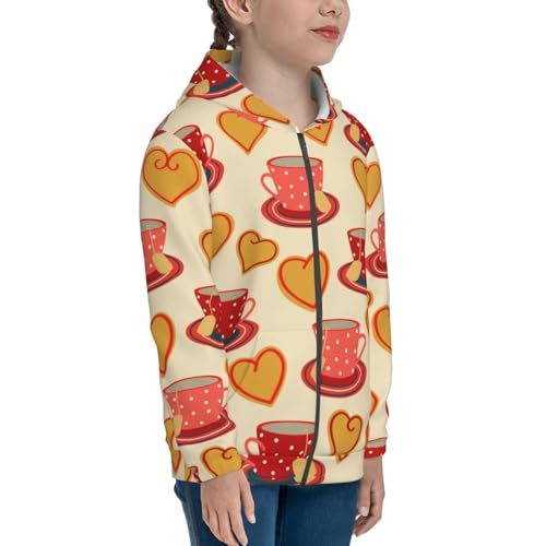 Cups of Tea Kid Hoodies Boys Zip Up Sweatshirts Girls Pullover with Pocket4