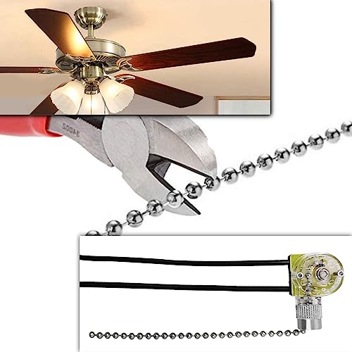 Image of 2pcs Ceiling Fan Pull Chain Switch Zing Ear ZE-109 3A /250VAC 6A /125VAC 125VL Replacement ON-OFF Speed Control Switch Compatible Hunter Closet Lights Wall Lamp Two Wire Switches (Silver Chain)