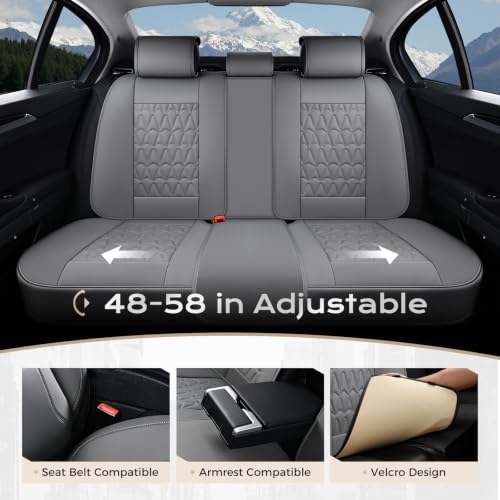 Image of Coverado Car Seat Covers Full Set, Automotive Front and Rear Seat Covers with Backrest, Nappa Leather Car Seat Protectors Waterproof, Universal for Most Vehicles