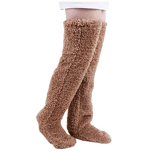 BIBOKAOKE Kuschelsocken Damen Plüsch Overknee Socken Flauschig Winter...
