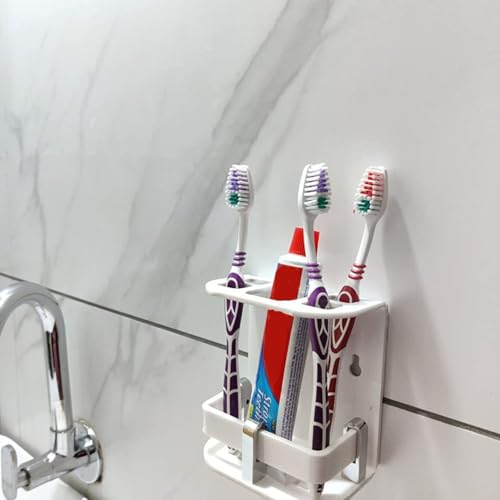 Image of Toothbrush Stand,Wall Stand,Bathroom Wall Stand,Wall Mounted self Adhesive Acrylic Toothbrush Holder,Stand,Tumbler, (Small White)