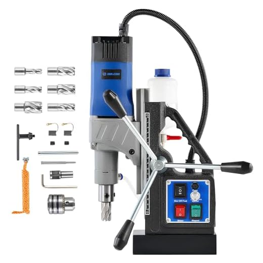 ZELCAN 1550W Trapano a Colonna Magnetico con 6 Punte 13000N Trapano Magnetico a Foratura di 50mm Corsa di 23cm 580 rpm Controllo Reversibile Velocità Continuo per Superfici Metalliche