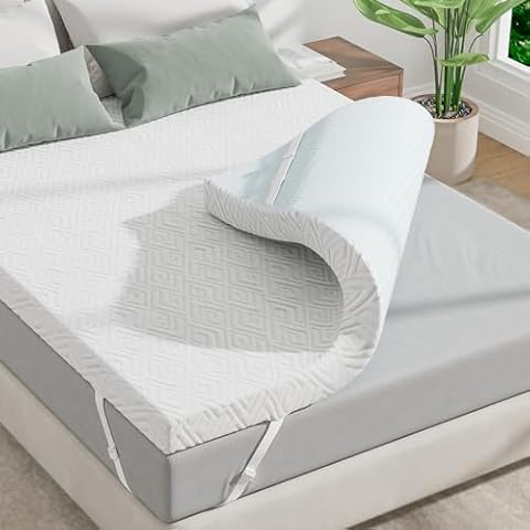 zibroges Memory Foam Mattress Topper - 3 Inch Gel Mattress Pad for Pressure Relief, Premium Soft Cooling Sleep Bed topper, Non-Slip Design with Removable & Washable Cover, CertiPUR-US Certified, Queen Cover
