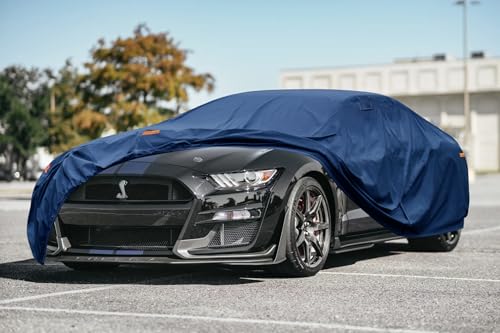 Image of Kaugung Custom Fit Car Cover for Ford Mustang (GT, EcoBoost, Shelby GT350 /GT500, Cobra & Bullitt), Heavy Duty Waterproof All Weather Outdoor Protection, Breathable Coupe & Convertible