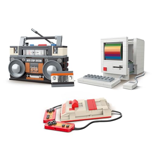 Brihappen Retro Radio Computer Spielkonsole Bausteine Set, Klassische Schreibtischdeko Baukasten Displaymodell Geschenk für Erwachsene Teenager Sammler(552 Stück)