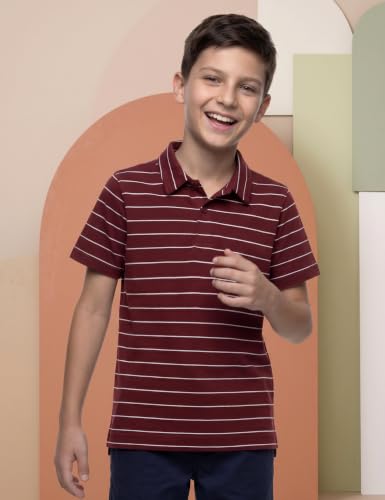 Image of Amazon Brand - Symbol Boys Soft Cotton Rich Jersey Striped Polo Shirt