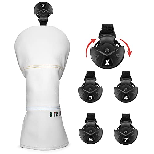 Golf Headcovers Golf Driver Fairway Hybrid Head Cover Golf Blade Mallet Putter Cover Birdie Design Premium Leather Waterproof Driver Fairway(FW) Wood Hybrid(UT) with Number Tags (for Fairway(1pcs)) - Thumbnail 6