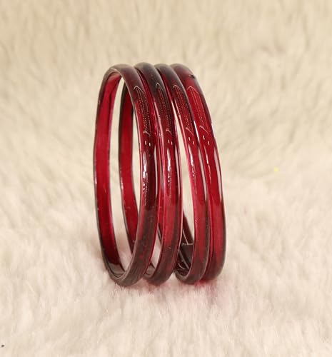 Image of STYOLLO Viral Jelly Plain Transparent Glass Kada Set For Women & Girls | Kanch Kada For Girls | Daily Ethnic Traditional Jewelry | Glossy Classic Fashion Kangan For Wedding, Festive & Parties - Set Of 4