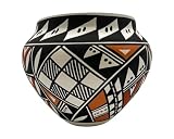 Native American Indian Pottery Vase Acoma Handmde Orange White Black by Enoch Joe