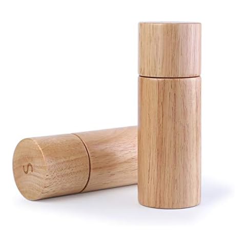KKC HOME ACCENTS Wooden Salt and Pepper Grinder sets,6 inch, Salt Pepper Grinder Mill sets,Rubber Wood,Adjustable Coarseness Fine to Coarse Cover