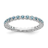 925 Sterling Silver Blue Topaz Band Ring Size 5.00 Stone Stackable Gemstone Birthstone December Fine...