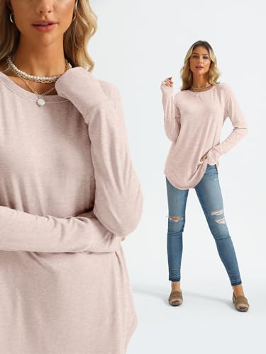 Image of AUTOMET Womens Long Sleeve Tunic Tops Crew Neck Casual Loose Fit Shirts
